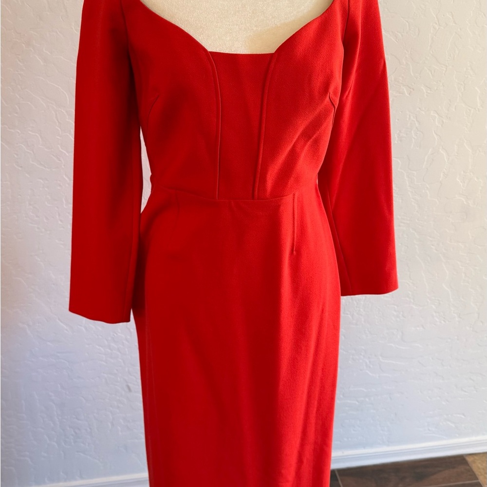 Roland Mouret Striking Red Long Sleeve Dress